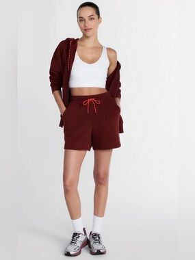 NWT Athletic Works Women's Maroon Drawstring Fleece Athletic Shorts